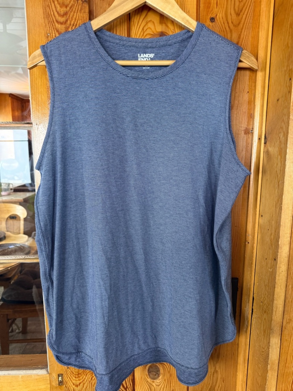 Lands' End Striped Navy and White Knit Top